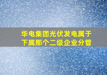 华电集团光伏发电属于下属那个二级企业分管