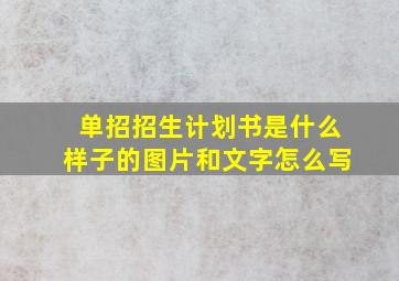 单招招生计划书是什么样子的图片和文字怎么写