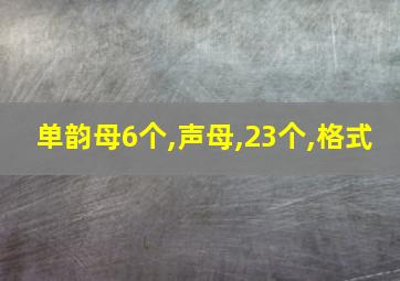 单韵母6个,声母,23个,格式