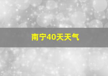 南宁40天天气