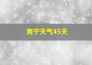 南宁天气45天