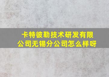 卡特彼勒技术研发有限公司无锡分公司怎么样呀