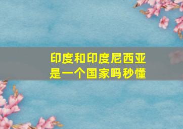 印度和印度尼西亚是一个国家吗秒懂