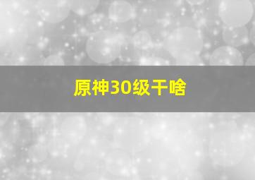 原神30级干啥