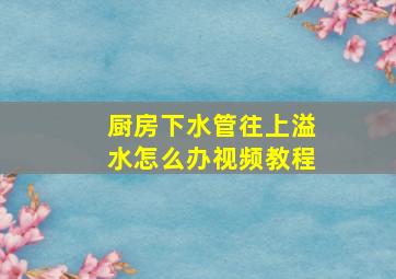 厨房下水管往上溢水怎么办视频教程