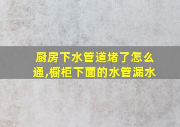 厨房下水管道堵了怎么通,橱柜下面的水管漏水