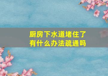 厨房下水道堵住了有什么办法疏通吗