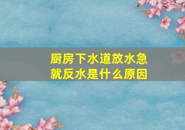 厨房下水道放水急就反水是什么原因