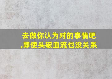 去做你认为对的事情吧,即使头破血流也没关系