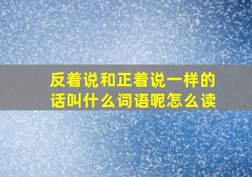 反着说和正着说一样的话叫什么词语呢怎么读