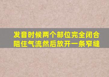 发音时候两个部位完全闭合阻住气流然后放开一条窄缝