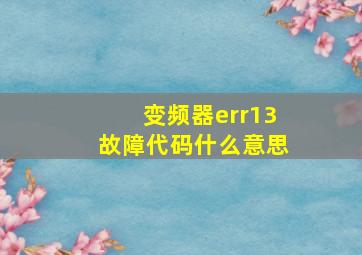 变频器err13故障代码什么意思