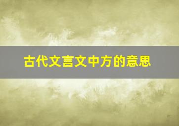 古代文言文中方的意思