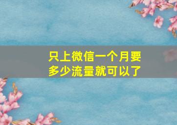 只上微信一个月要多少流量就可以了