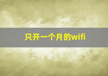 只开一个月的wifi