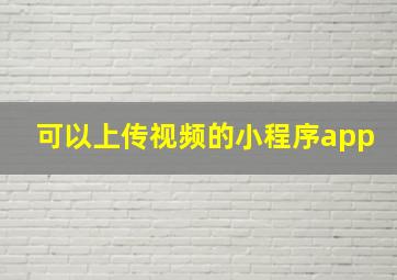 可以上传视频的小程序app