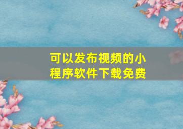 可以发布视频的小程序软件下载免费