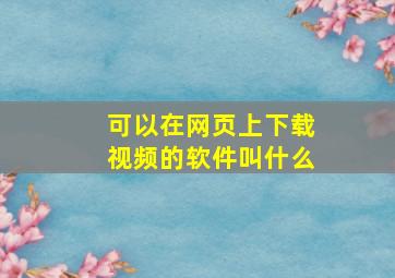 可以在网页上下载视频的软件叫什么