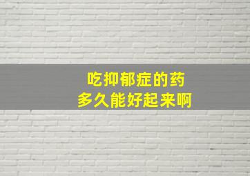 吃抑郁症的药多久能好起来啊