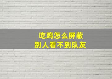 吃鸡怎么屏蔽别人看不到队友