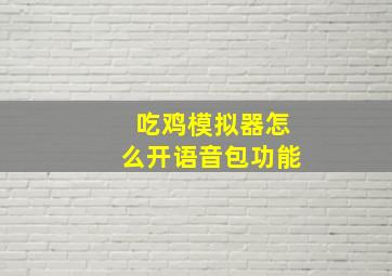 吃鸡模拟器怎么开语音包功能