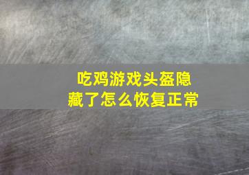 吃鸡游戏头盔隐藏了怎么恢复正常