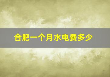 合肥一个月水电费多少