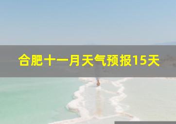 合肥十一月天气预报15天