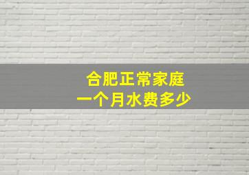 合肥正常家庭一个月水费多少