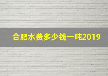 合肥水费多少钱一吨2019