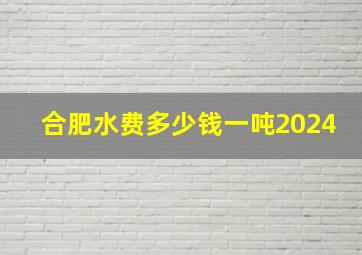 合肥水费多少钱一吨2024