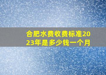 合肥水费收费标准2023年是多少钱一个月