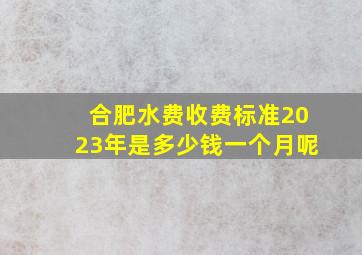 合肥水费收费标准2023年是多少钱一个月呢