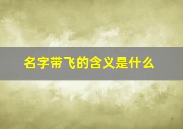 名字带飞的含义是什么