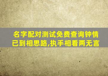 名字配对测试免费查询钟情已到相思路,执手相看两无言