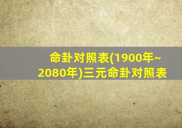 命卦对照表(1900年~2080年)三元命卦对照表