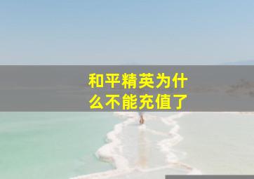 和平精英为什么不能充值了