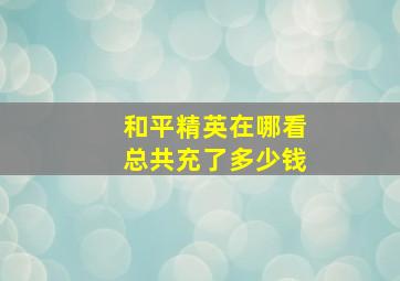 和平精英在哪看总共充了多少钱