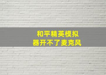 和平精英模拟器开不了麦克风