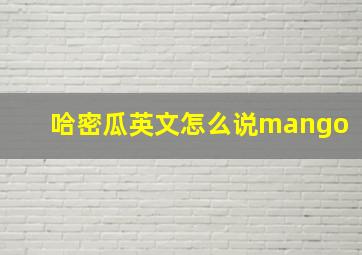 哈密瓜英文怎么说mango