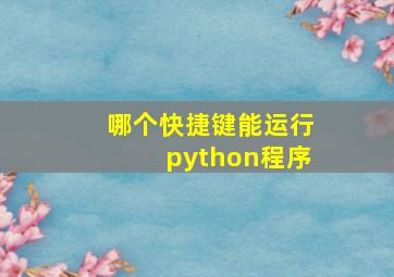 哪个快捷键能运行python程序