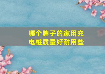 哪个牌子的家用充电桩质量好耐用些