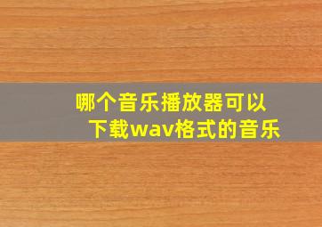 哪个音乐播放器可以下载wav格式的音乐