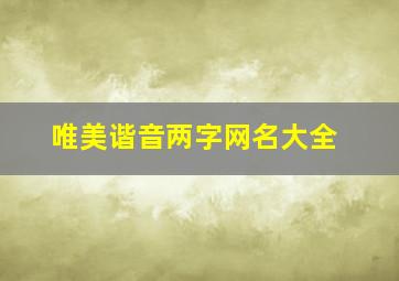 唯美谐音两字网名大全