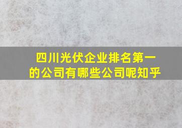 四川光伏企业排名第一的公司有哪些公司呢知乎