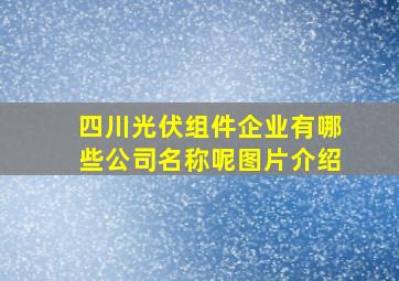 四川光伏组件企业有哪些公司名称呢图片介绍