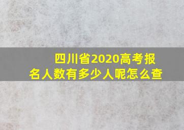 四川省2020高考报名人数有多少人呢怎么查