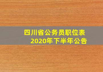 四川省公务员职位表2020年下半年公告