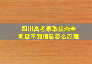 四川高考录取状态查询查不到信息怎么办理