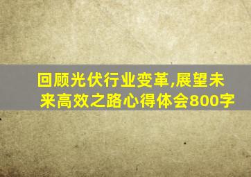 回顾光伏行业变革,展望未来高效之路心得体会800字